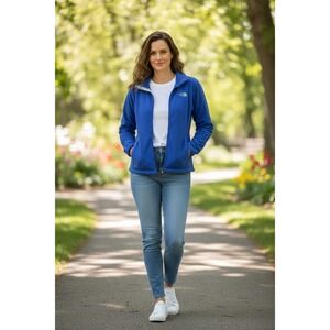 The North Face Women Fleece Jacket Blue Full Zip Outdoor Casual Size M